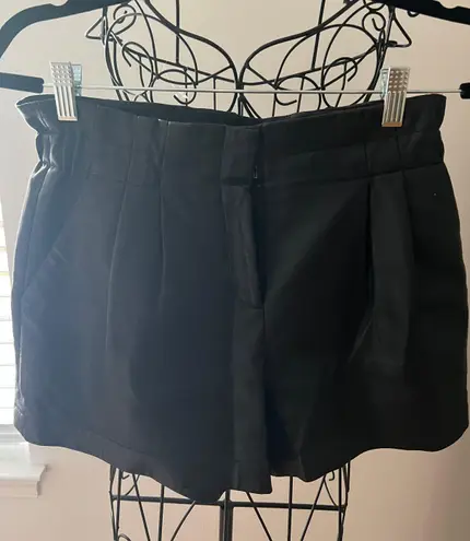 BCBGMAXAZRIA Black Faux Leather Shorts