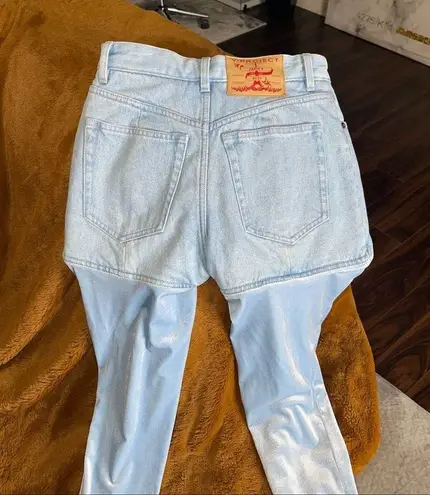 Y/PROJECT Opening Ceremony Stirrup Short Jeans In Ice Blue EUC $790 Size 2