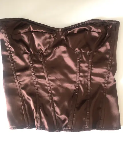 Pretty Little Thing Brown Satin Corset