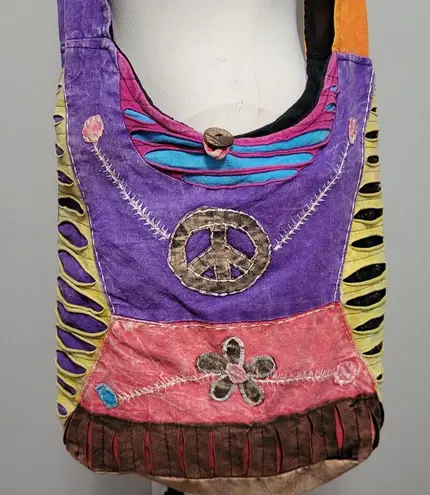 Colorful boho razor cut crossbody sling cotton bag
