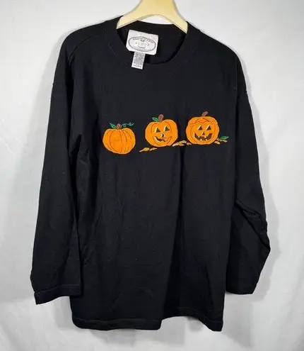 Vintage Eagles Eye Collectibles Halloween Pumpkin Embroidered Long Sleeve Top L Black Size L
