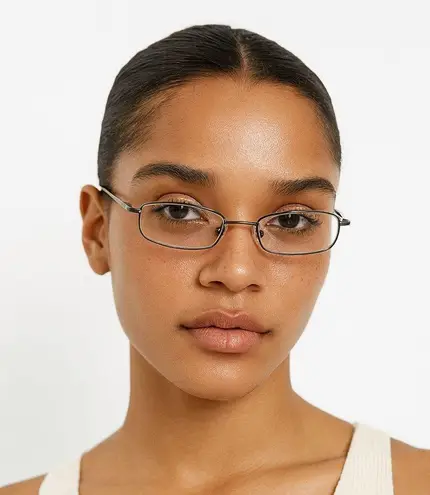 Silver Metal Rectangle Reading Glasses Black