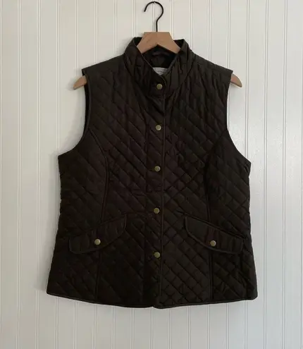 G.H. BASS Quilted Snap Front Collared Equestrian Outdoor Vest Olive Green Size L Size L