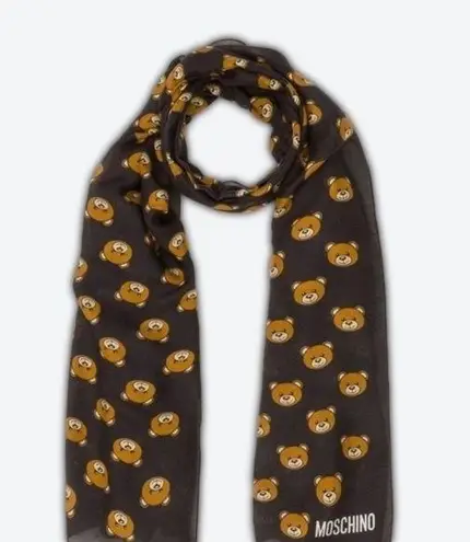 Love moschino Limited Edition All over Teddy Bear print Scarf with fringes