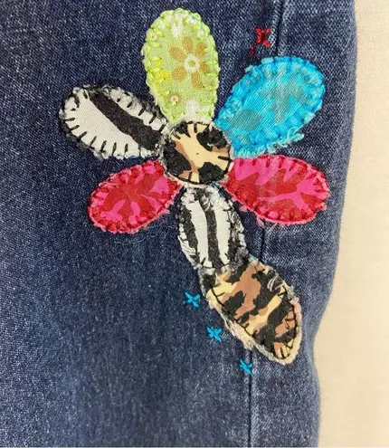 Diane Gilman DG2 Patched Boho Floral Straight Leg Jeans Women’s Size 16