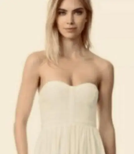 Parker Ivory Penelope Silk Strapless Bustier Peplum Top