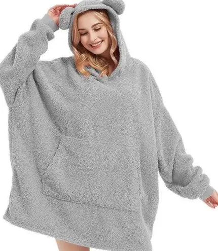 Wearable Oversized Blanket Fleece Hoodie Sweatshirt Kangaroo Pockets One Size Size undefined