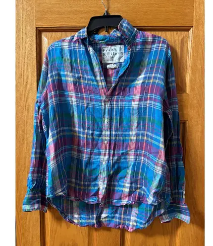 FRANK & EILEEN Madras Plaid Linen Shirt