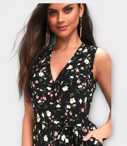Lulu's Robertson Black Floral Print Wide