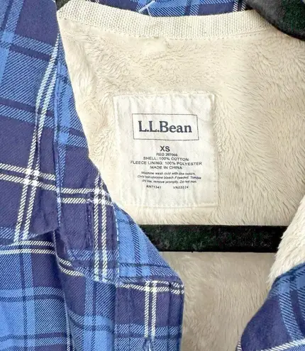 LL Bean Shacket Womens Size XS Fleece Lined Plaid Flannel Shirt Button Down