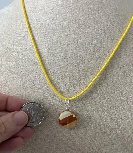 Handmade  round sparkly orange glass pendant necklace