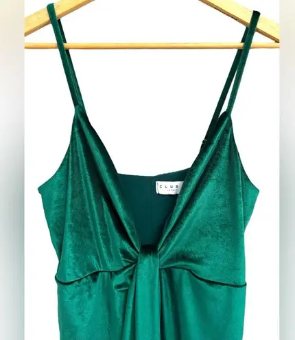 Club L London Women’s Bottle Emerald Green Velvet Plunge Neck Twist Maxi Dress 8