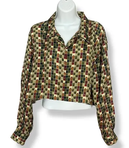 Vintage Blouse DIY Crop Top Block Pattern Long Sleeve Funky Button