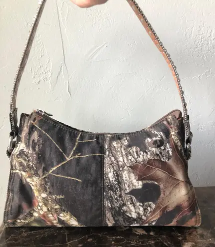 Camouflage Purse With Embellished Crystal Strap Green