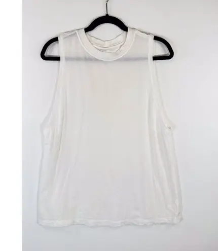 Lululemon Womens Top White All Yours Tank Crewneck Sheer Pima Sleeveless Size 8