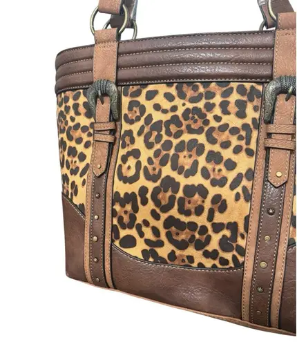 Justin Boots NWT! Justin Cheetah Animal Print Concealed Carry with Brown Trim Tote
