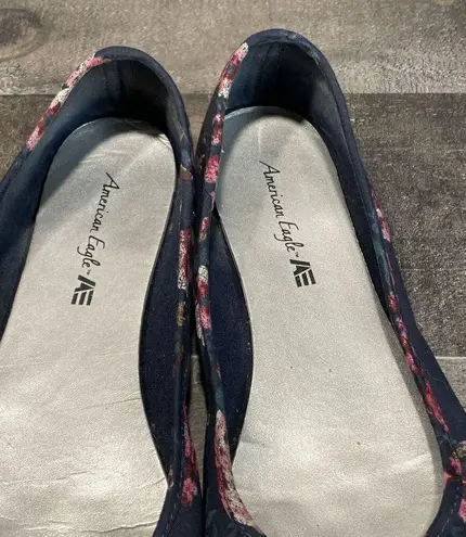 American Eagle  Women's Shoes Floral Flats Ladies Shoe Blue/Pink Size 8