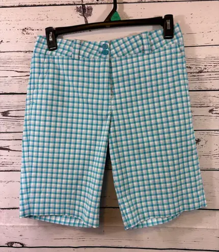 Women's Nike Golf Blue & White Gingham Bermuda Shorts Size 8
