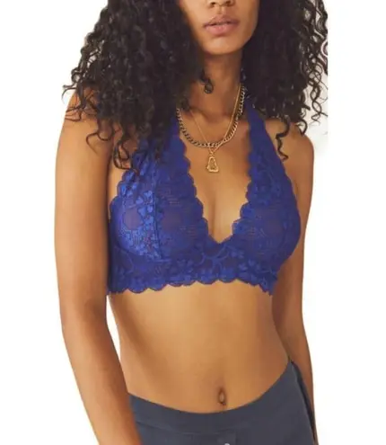 Free People 💕💕 Galloon Lace Halter Bra Blue Flame Small S NWT