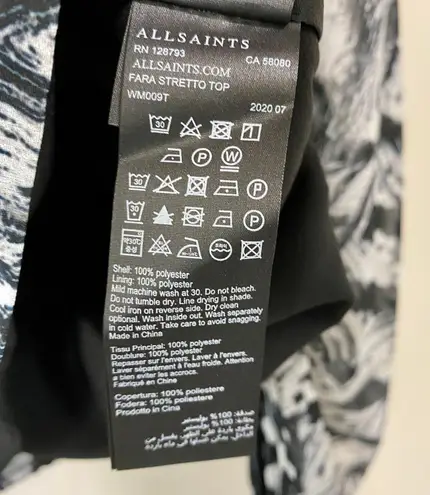 All Saints Women’s Fara Stretto Top Sheer Blouse w/ Tank Black & White Sz 0 NWT