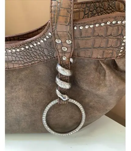 Blue Elegance Vintage Croc Bling Rhinestones & Silver Snake Rockabilly Purse