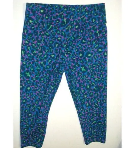 LOGO By Lori Goldstein Womens LOGO Layers by Lori Goldstein Animal Print Cropped Leggings XSP XS P Blue