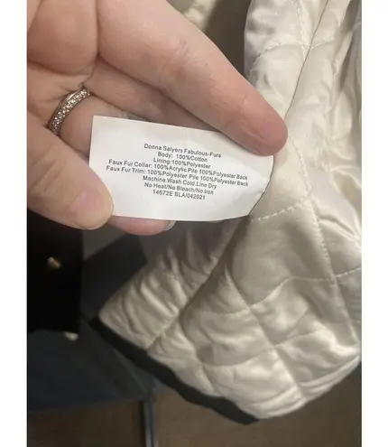 Donna Salyers' Fabulous Furs Parka Jacket Womens Medium Black 100% Faux Fur B74