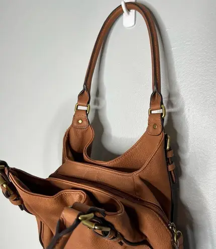 Merona  by Target faux leather brown over the shoulder handbag purse pockets