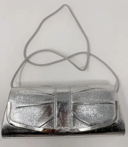 Touch of Nina Vintage Women's Metallic Magnetic Clutch Shoulder Bag Silver OS