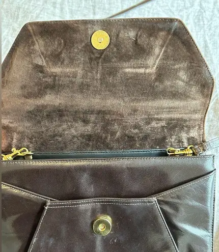 Vintage Dark brown leather cross body bag