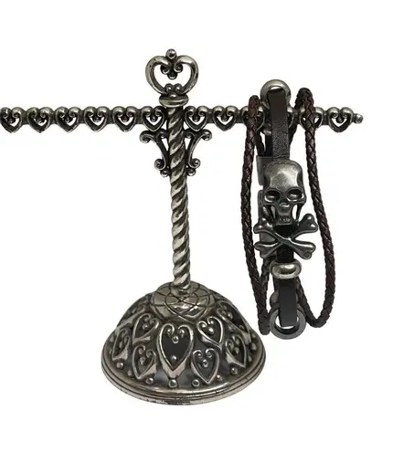 Steeltime ☠︎︎ Skull Crossbones Braid Multi Wrap Leather ☠︎︎ Black Brown ☠︎︎