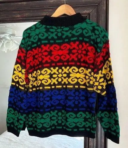 Vintage 80s Justin Allen Acrylic Colorful Sweater Size M