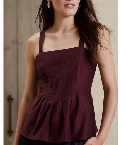 Banana Republic Factory Pleated Camisole Womens Size 12 Dark Cherry NWT Purple