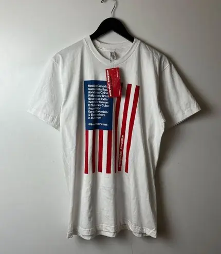 Urban Outfitters NEW American Apparel Immigration T Shirt White Large L USA Countries Graphic Tee