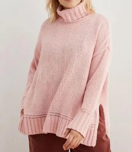 Aerie Chanille Oversized Cowl Neck Sweater Pink Turtleneck Sweater Bin 188