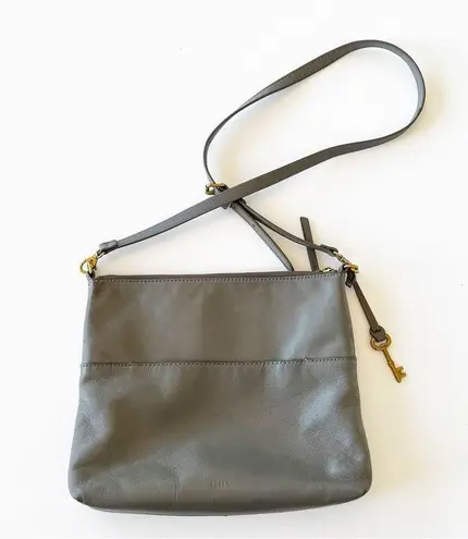 Fossil  Gray Leather Fiona Crossbody Bag