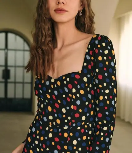 RIHOAS The Sweetheart Neck Polka Dot Maxi Dress L 04 Black Size L