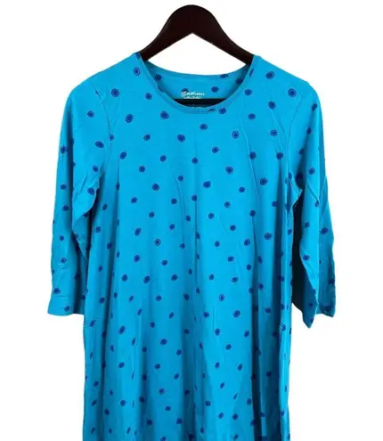 Gudrun Sjoden Blue Polka Dot Organic Cotton Modal Tunic Dress Small 3/4 Sleeve