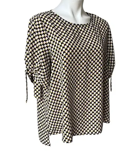 Everleigh Loose Fit Geometric Print Hi-Low Hem Blouse, Sz L