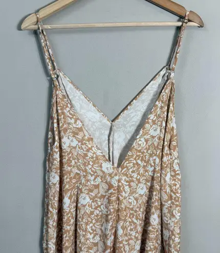 RESA Floral Tent Midi Slip Dress Women's Small Tan White Backless Party Revolve
