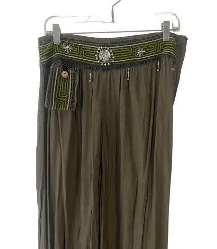 Bohemian Hippie Women's Size Medium W 30 Beaded Harem Brown Pants
