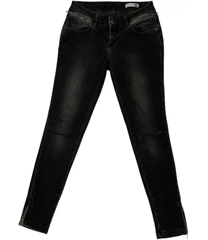 ANINE BING Double Zipper Skinny Jeans - Charcoal - 26