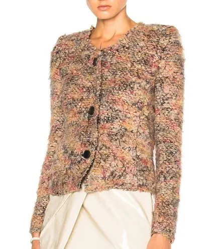 IRO Helga Jacket Boucle Knit Blazer Multi Beige Rose Size 36 France | US Small