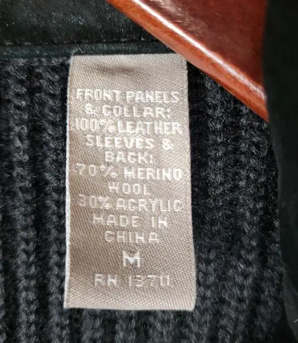 Valerie Separates Womens Jacket Medium Black Suede Leather Merino Wool Button Up - Image 3