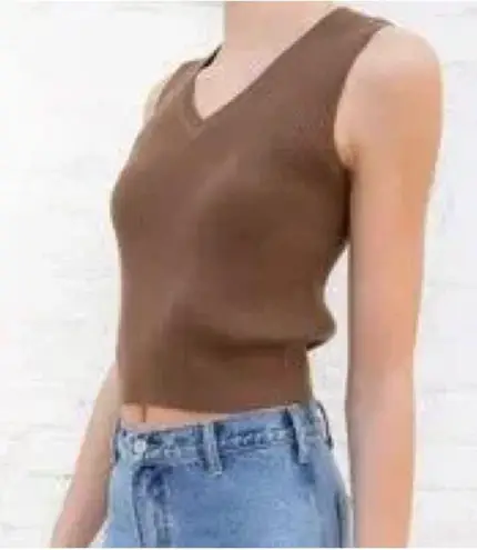 Brandy Melville  John Galt Scarlett Tank Top Sweater Vest Brown Ribbed