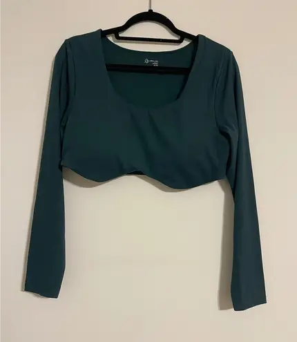 OFFLINE by Aerie Teal Ribbed Cropped Long Sleeve Top XL TG Green