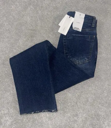 a loves a high rise straight leg jeans nwt fray raw hem size 26 Blue