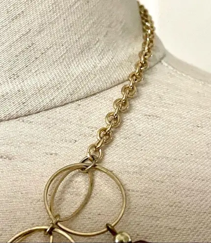 Gold tone large bead statement necklace