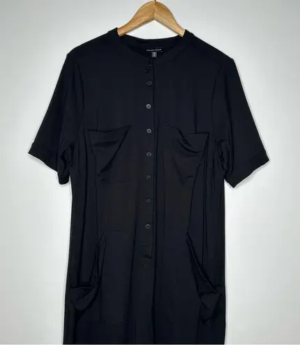 Universal Standard Black Button Front Wide Leg Jumpsuit Coveralls Size XS 10-12 - Image 3