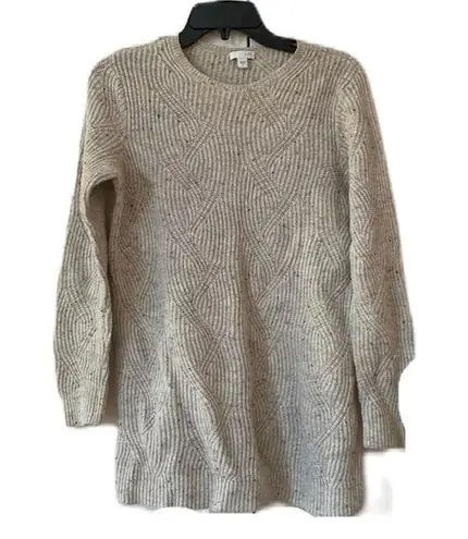 J. Jill Cable Knit Confetti Cream Tunic Sweater Ivory Size Small Braided Coastal